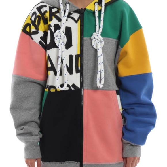 BURBERRY Pavina colour block patchwork zip hoodie - Picture 2 of 6